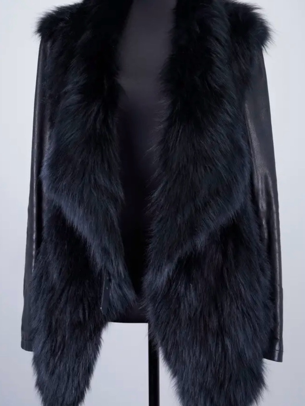 Barbara Bui Black Fur Jacket with lamb leather sleeves. Size 38 or S.